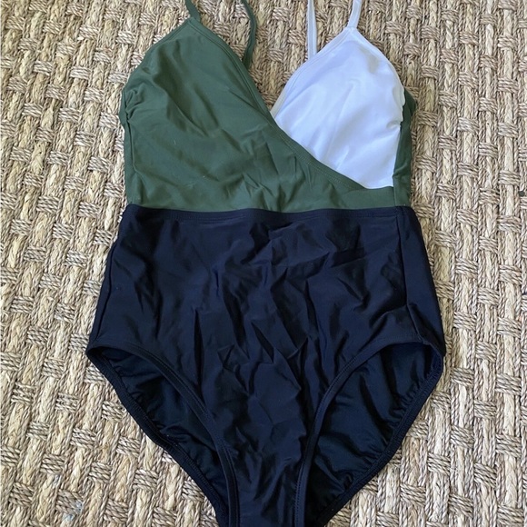 Kona Sol Other - Kona Sol Green, White, and Black One Piece Swimsuit